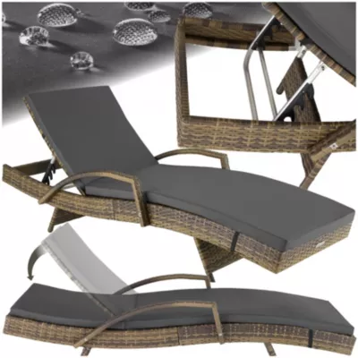 Chaise longue en rotin et aluminium résistant aux intempéries et aux UV marron naturel