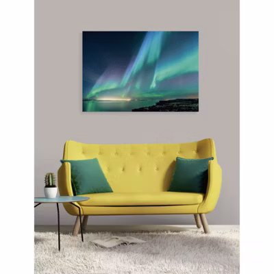 Tableau toile XXL en kit Aurore Boréale 130 x 90 cm – Toile textile sans PVC