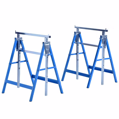 Lot de 2 tréteaux pliables télescopiques hauteur réglable 80-130 cm bleu