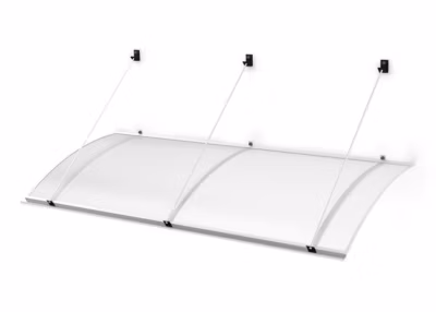 ARCTOM Auvent Turk 197×82, couleur blanc RAL9016, plaque incolore