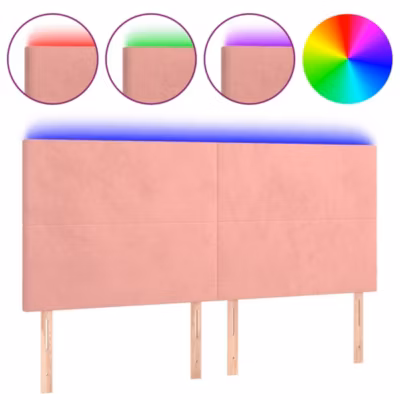 Tête de lit à LED Rose 160x5x118/128 cm Velours vidaXL