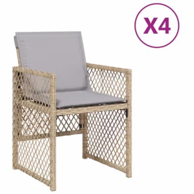 Chaises de jardin avec coussins lot de 4 mélange beige vidaXL