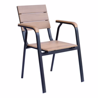 Chaise de terrasse en aluminium et bois synthétique  Oviala