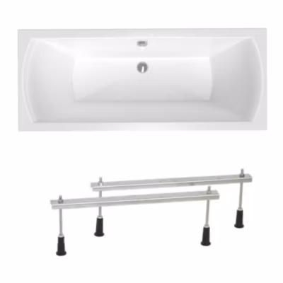 Siko 170 x 70 cm Cube Way Plus baignoire rectangulaire avec pieds, Acrylique, Gauche et Droite, Blanc (CUB1700PLUS-SET)