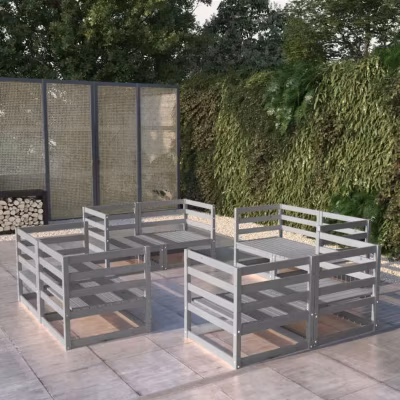 vidaXL Bois de Pin Massif Salon de Jardin 8 pcs Ensemble de Meubles d&rsquo;Extérieur Mobilier de Patio Meubles de Terrasse 3075286