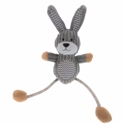 Jouet lapin Gommy gris, avec jambes cordes, 45 cm, pour chien