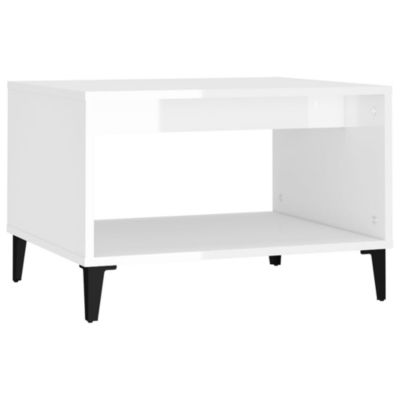 812687 vidaXL Table basse Blanc brillant 60x50x40 cm Bois d&rsquo;ingénierie