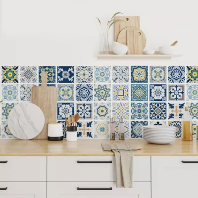 Stickers carrelage carreaux de ciment 10x10cm – Kit de 12