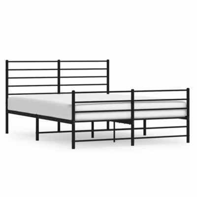 Lit double, Lit adulte, Cadre de lit métal sans matelas avec pied de lit noir 140x190cm