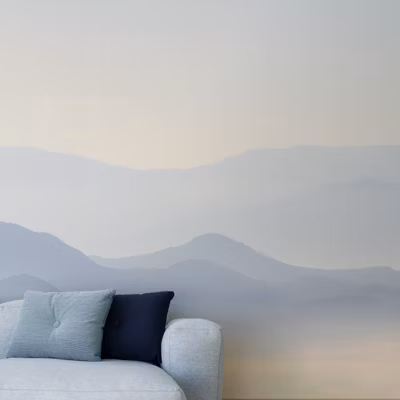 Papier peint panoramique Misty Mountains, Bleu 170 x 250cm