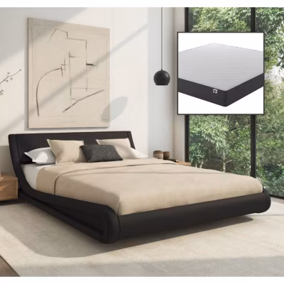 Lit double DESIGN AMEUBLEMENT Alessia 160×200 cm noir simili cuir