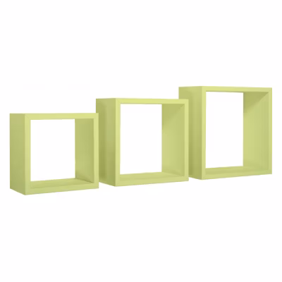 Ensemble de 3 étagères murales décoratives cubiques, vertes, 35×35, 30×30 et 25×25 cm de profondeur 15,5 cm – Nightmare
