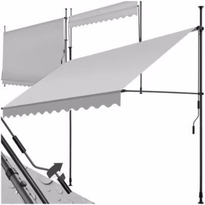 Store à pince sans perçage avec manivelle gris clair