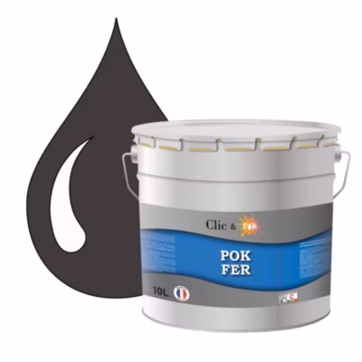 Peinture fer antirouille – Laque extérieure Semi-Brillante POK FER – 10L – RAL 8019 – Brun Gris