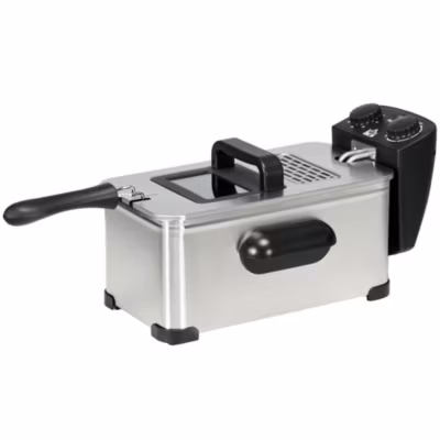 Friteuse à huile 3L 2000W – température réglable, timer 60 min, entretien facile – acier inox noir