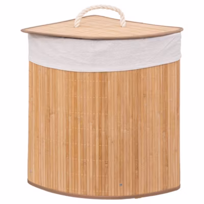 Panier à linge d&rsquo;angle 48L Bambou – 5Five