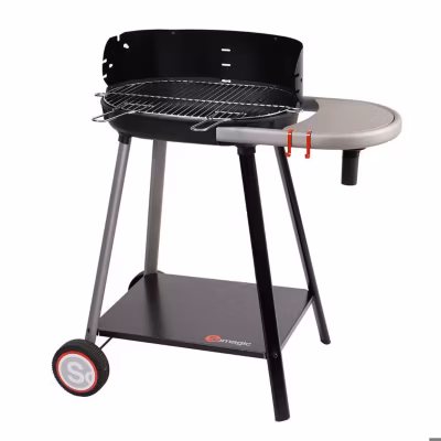 Barbecue à charbon de bois avec tablette intégrée Noir 85x54x89 cm
