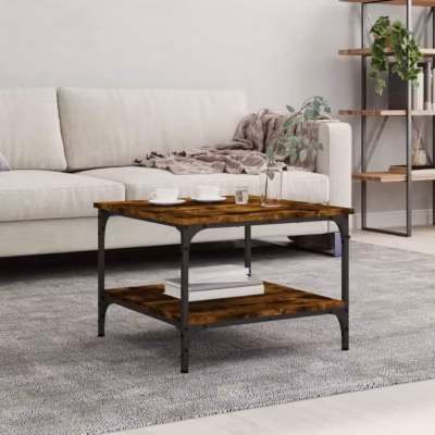 vidaXL Table basse chêne fumé 55x55x40 cm bois d&rsquo;ingénierie 832830