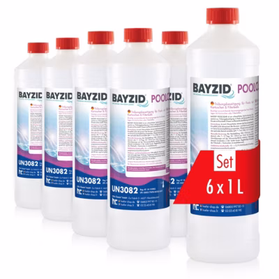 6 x 1l Traitement Liquide Pour Éliminer La Turbidité Des Piscines Équipées De Cartouches Ou De Boules Filtrantes