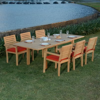 Salon de jardin teck massif Caserte, 6 places