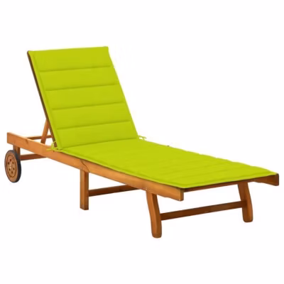 Chaise longue de jardin avec coussin, vidaXL Bois d&rsquo;acacia solide.
