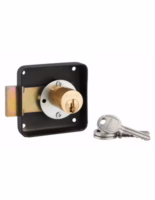 Serrure de meuble en applique pour porte d&rsquo;ameublement, droite, axe 40mm, 70x70mm, noir, 3 clés – THIRARD
