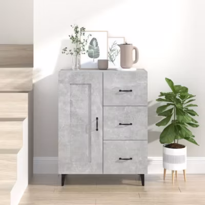 812235 vidaXL Buffet Gris béton 69,5x34x90 cm Bois d&rsquo;ingénierie