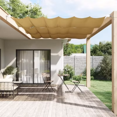 vidaXL Auvent Vertical Ecran de Protection Ecran d&rsquo;Intimité de Balcon Auvent de Patio Jardin Extérieur Beige 140×270 cm 148262