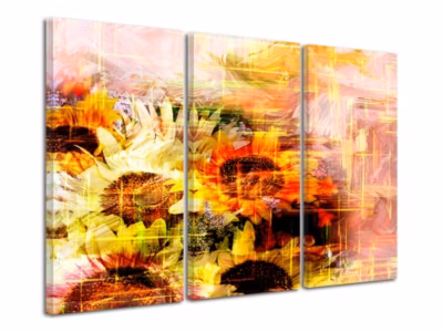 DECLINA, Tableau toile imprimée Fleurs, Tableau déco Hélianthe, 90×60 cm
