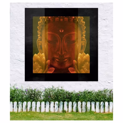 Tenture murale extérieure imprimée BUDDHA, H.1.5 x L.1.5 m, Made in France par Scenolia