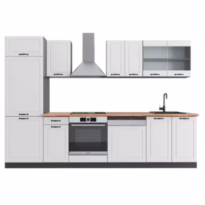 Vicco Cuisine Blanc cottage/anthracite 300cm , PT Chêne