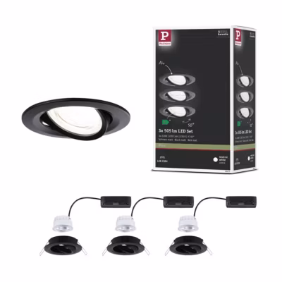 Spot encastré LED Nova Coin Kit de 3 rond 84mm 50 3×2,8W 3x505lm 230V 4000K Noir mat