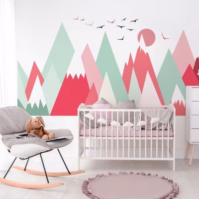 Stickers enfant montagnes scandinaves sofinka 60 x 90 cm