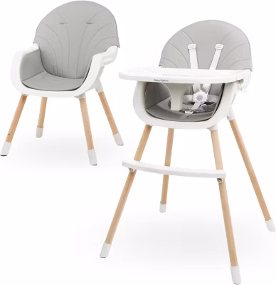 Chaise Haute Bébé +6 mois Evolutive, Chaise Enfant en Bois, 2 niveaux, Poids max 25 Kg avec Plateau