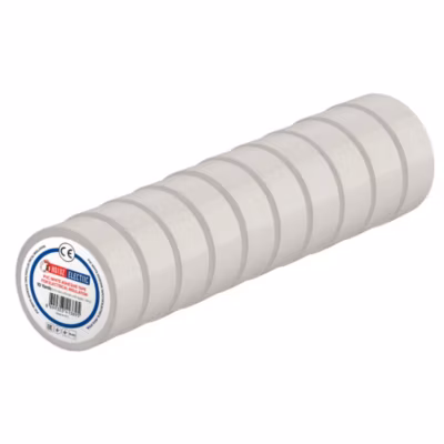 Ruban isolant électrique PVC 19 mm x 9 m blanc HOROZ lot de 10 pièces