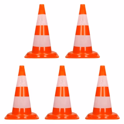 Cônes de signalisation routière cône de chantier orange blanc 47 cm 5 pièces