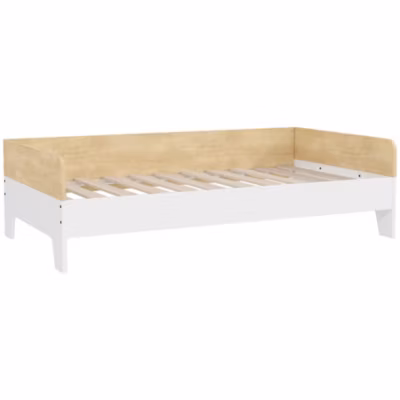 Lit pour enfant 3-8 ans style nordique – sommier à lattes inclus – blanc effet bois clair