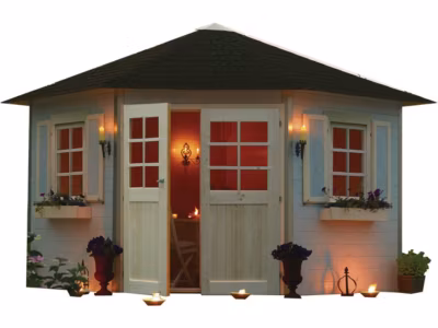Abri jardin pentagone « Nancy »  7.88 m²  4.24 x 3 x 2.82 m  28 mm