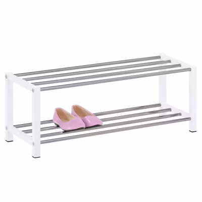 Étagère à chaussures DUBLIN blanc, 2 niveaux