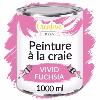 Creative Deco Peinture à la Craie Fuchsia 1L – Mat et Lavable – Peinture Meuble Bois – Idéal pour Rénovation Meubles – Chalk Paint