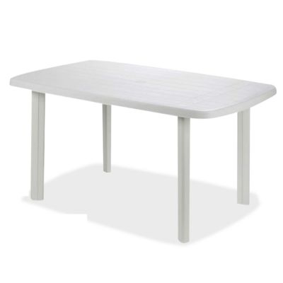 Table de jardin rectangulaire, table de salle à manger d&rsquo;extérieur coloris blanc – Longueur 137 x Profondeur 85 x Hauteur 72 cm