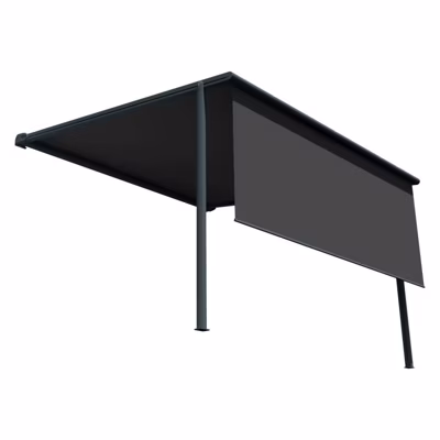 Store pergola toile rétractable – LURRA (Motorisé Secours à Télécommande – Gris Anthracite – Noir – 4.00m x 3.00m)
