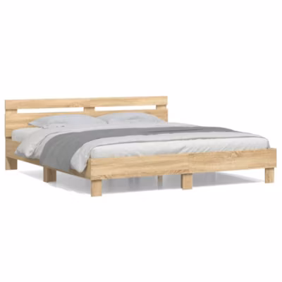 Lit double, Lit adulte, Cadre de lit sans matelas chêne sonoma 200×200 cm