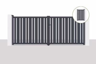 Portail battant 4×1,6m VEYMONT + Portillon 1m VEYMONT H.1,6m gris