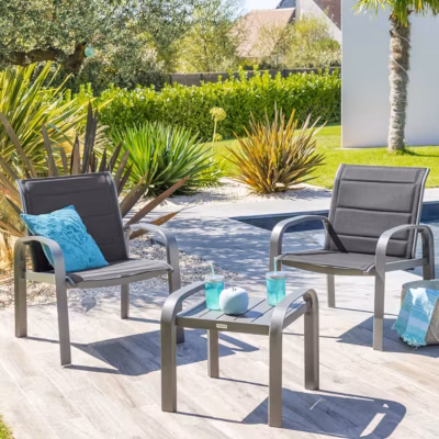 Salon de jardin duo Elyn Anthracite & Graphite – Hespéride
