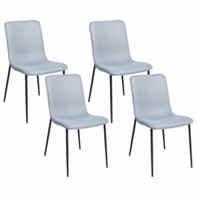 Lot de 4 chaises de salle à manger GLENDIVE Tissu Bleu clair