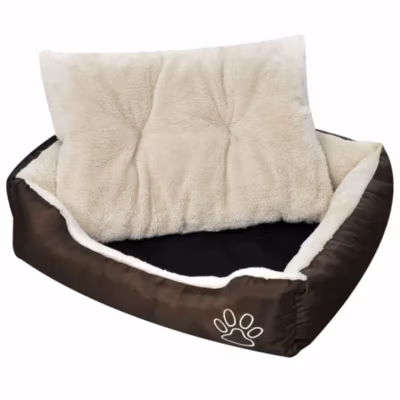 Lit chaud pour chiens avec coussin beige Helloshop26