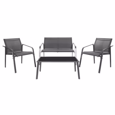 TAHIA – Salon de Jardin 4 Pièces Gris Anthracite