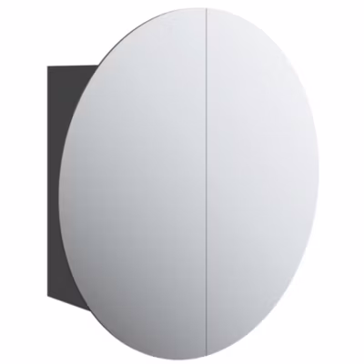 Armoire Murale à miroir rond, Armoire de Toilette, Meuble Salle de Bain et LED Noir 40x40x17,5 cm