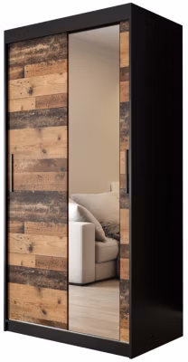 Armoire Old Style T2 a portes coulissantes H. 200 x L. 100 x P. 62 2 portes